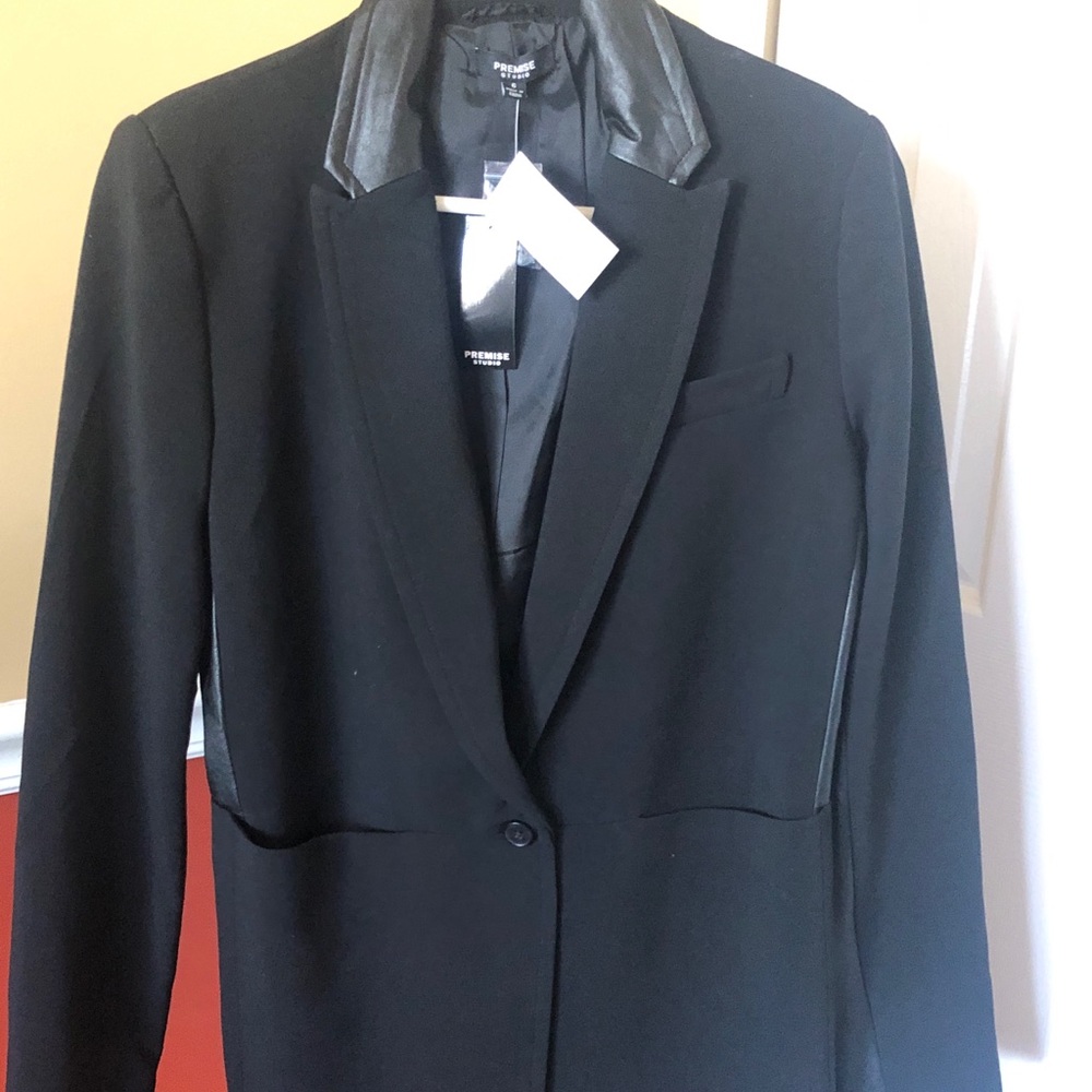 Premise leather trim blazer